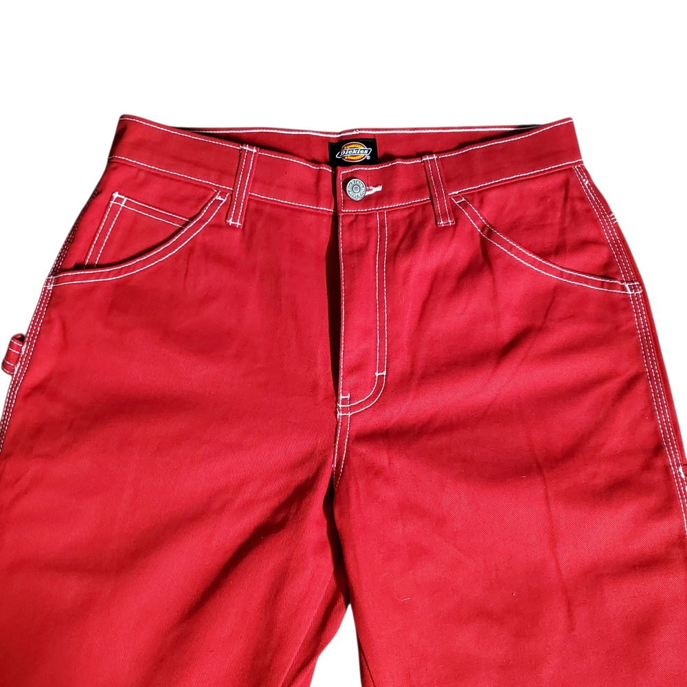 Dickies Juniors Carpenter Pants Size 3/26 Red High Rise Straight leg Jeans - Picture 3 of 13